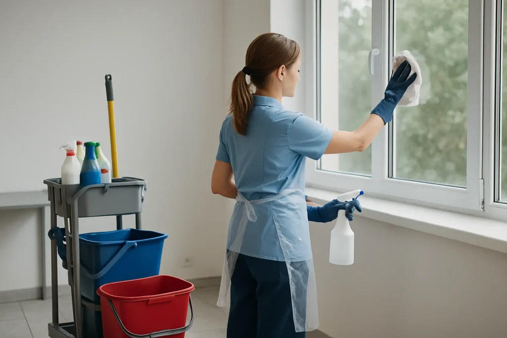 Une équipe de nettoyage professionnelle effectuant des travaux dans un logement à MONTUSSAN.