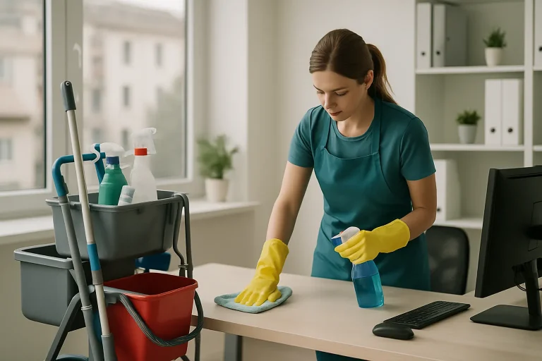 Équipe de nettoyage à Saint-Médard-en-Jalles utilisant des produits écologiques.