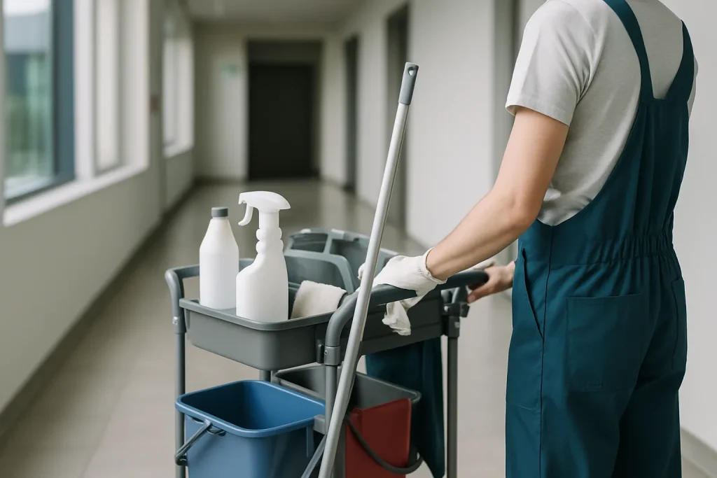 Un professionnel nettoyant un appartement à GUJAN-MESTRAS avec des produits écologiques.