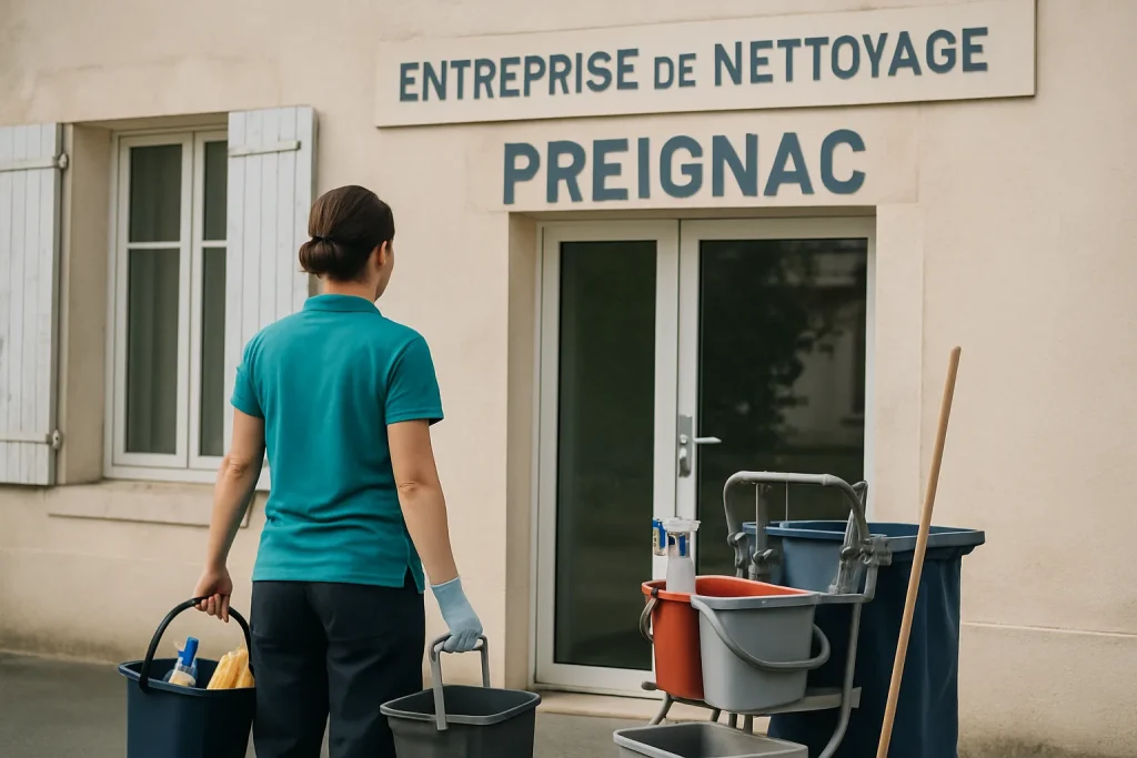 Équipe de nettoyage s'occupant d'un appartement insalubre à Preignac, équipements modernes en action.