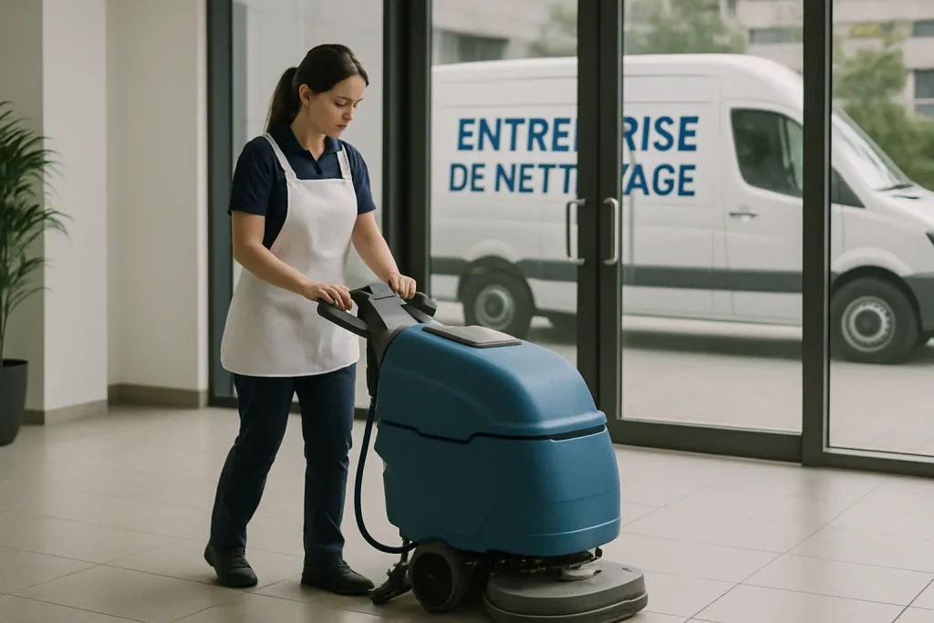 Intérieur de bureau propre avec des professionnels du nettoyage à Saint-Louis-de-Montferrand.