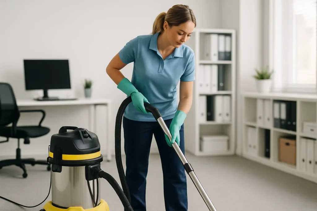 Professionnels du nettoyage dans un appartement à Tresses, équipés et concentrés.