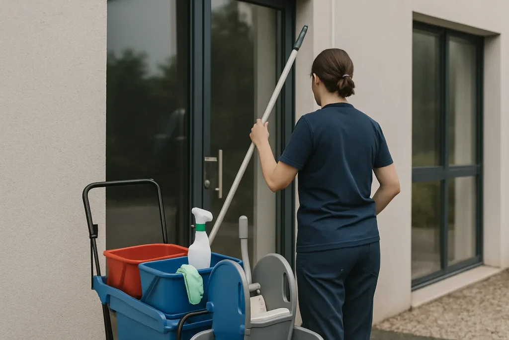 Équipe professionnelle nettoyant un appartement insalubre à Blanquefort.