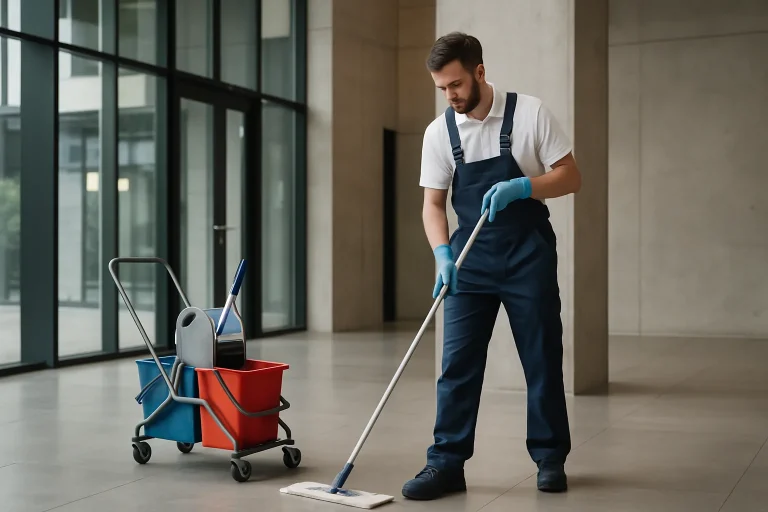 Équipe de nettoyage effectuant des travaux dans un appartement à Bègles.