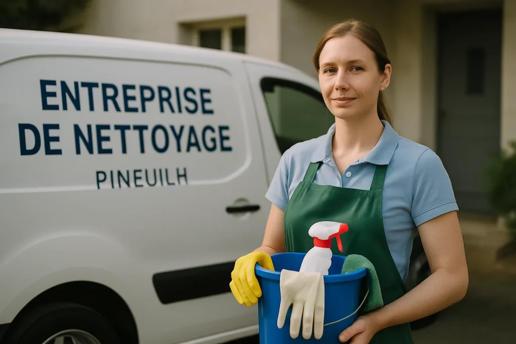 Équipe de nettoyage à PINEUILH nettoyant un appartement avec des équipements modernes.