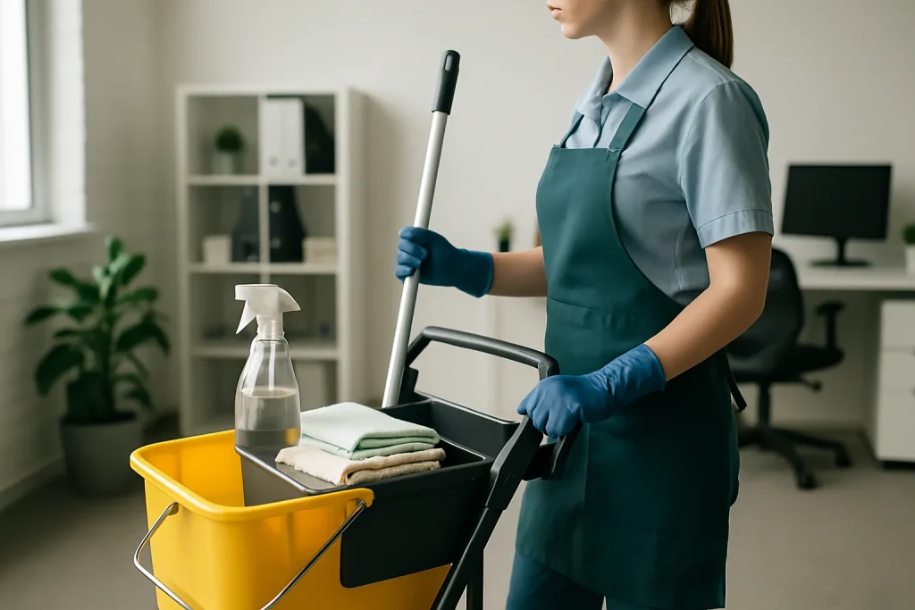 Professionnel du nettoyage effectuant un nettoyage approfondi dans un appartement insalubre à AMBES.