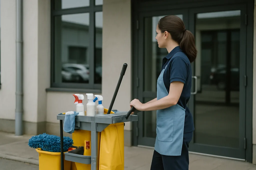 Équipe de nettoyage à Libourne, utilisant des équipements modernes pour un nettoyage efficace.